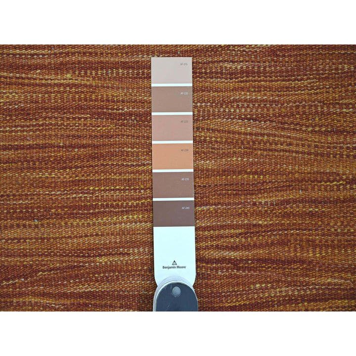 9'0" x 12'0" New Hand Woven Orange Wool Rectangle Oriental Rug - MOA10220094