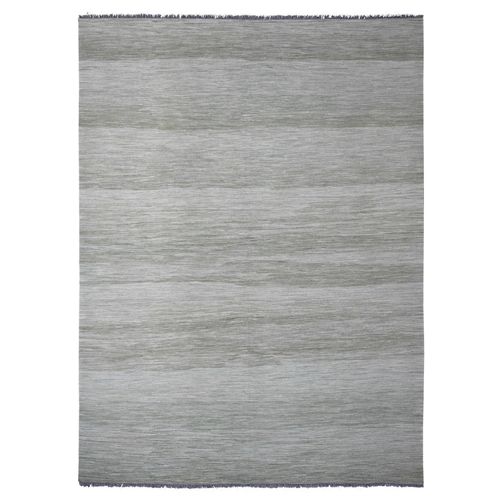 9'1" x 12'1" New Hand Woven Green Wool Rectangle Oriental Rug - MOA10220095