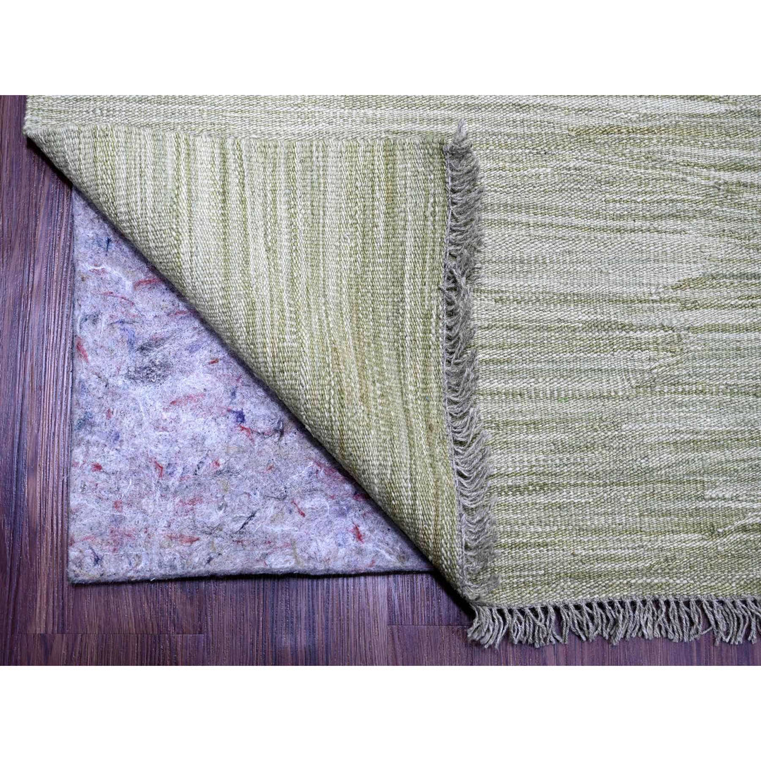 9'1" x 12'1" New Hand Woven Green Wool Rectangle Oriental Rug - MOA10220095