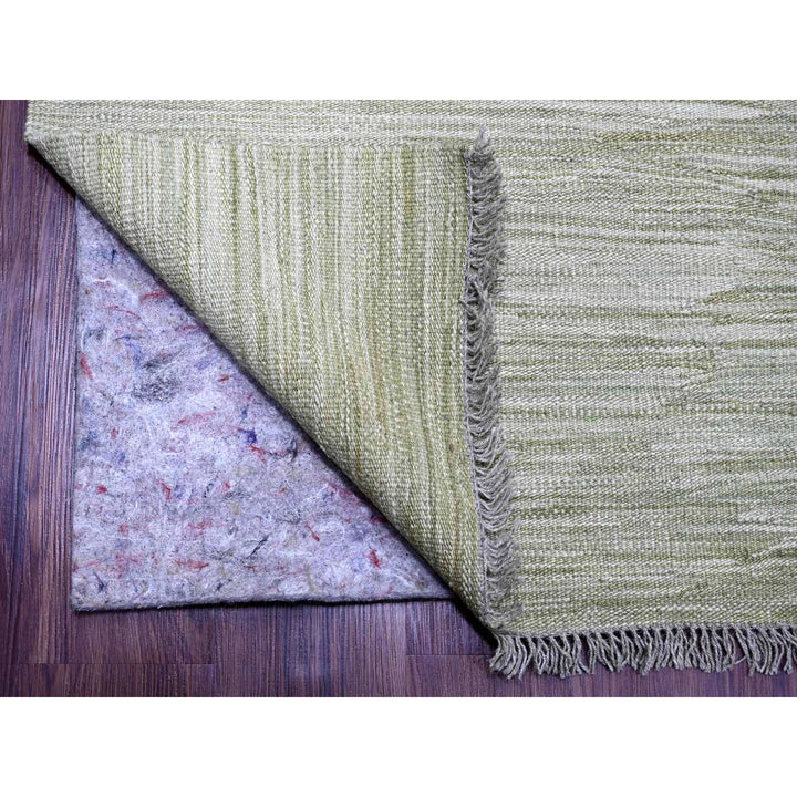 9'1" x 12'1" New Hand Woven Green Wool Rectangle Oriental Rug - MOA10220095