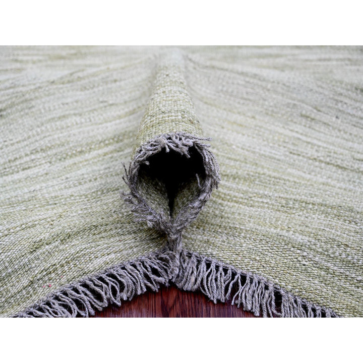 9'1" x 12'1" New Hand Woven Green Wool Rectangle Oriental Rug - MOA10220095