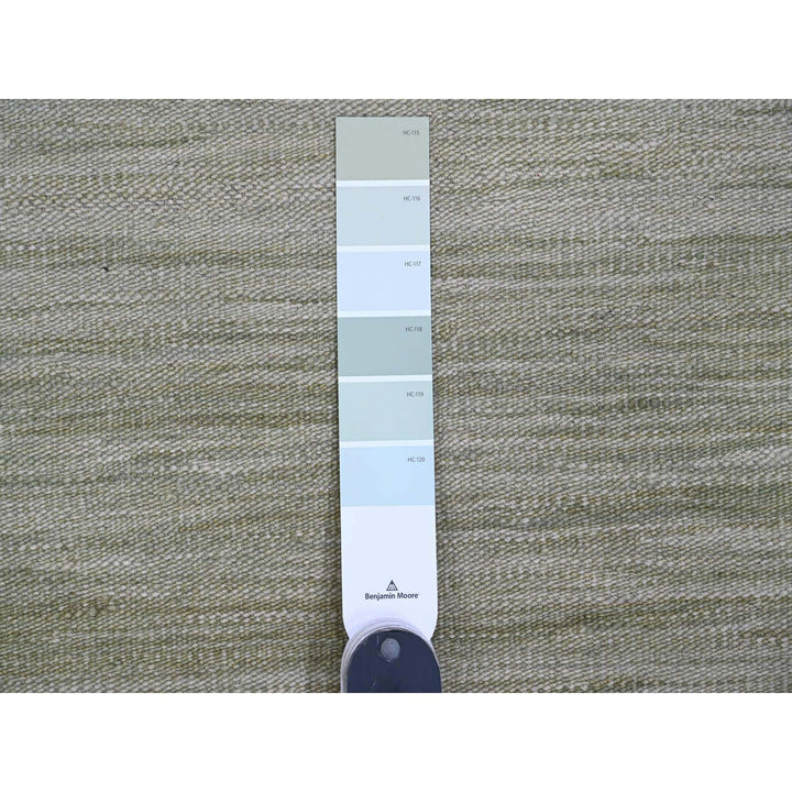 9'1" x 12'1" New Hand Woven Green Wool Rectangle Oriental Rug - MOA10220095