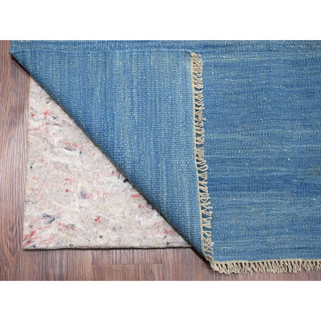 9'2" x 12'1" New Hand Woven Blue Wool Rectangle Oriental Rug - MOA10220096