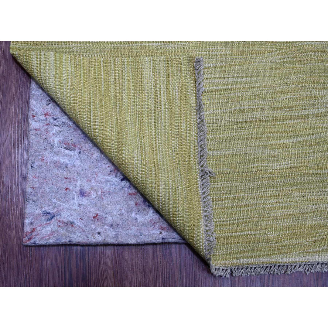 8'8" x 12'0" New Hand Woven Green Wool Rectangle Oriental Rug - MOA10220097