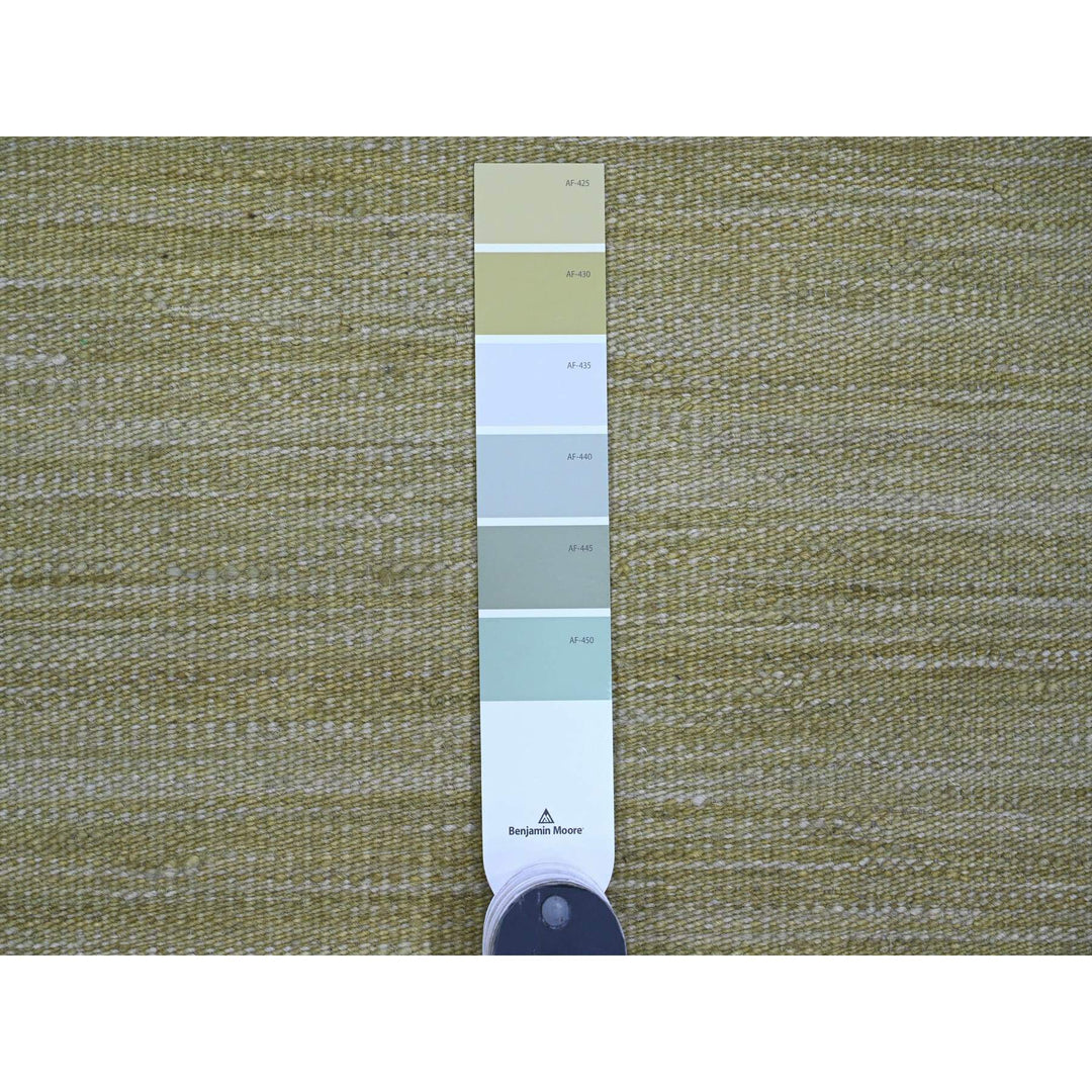 8'8" x 12'0" New Hand Woven Green Wool Rectangle Oriental Rug - MOA10220097