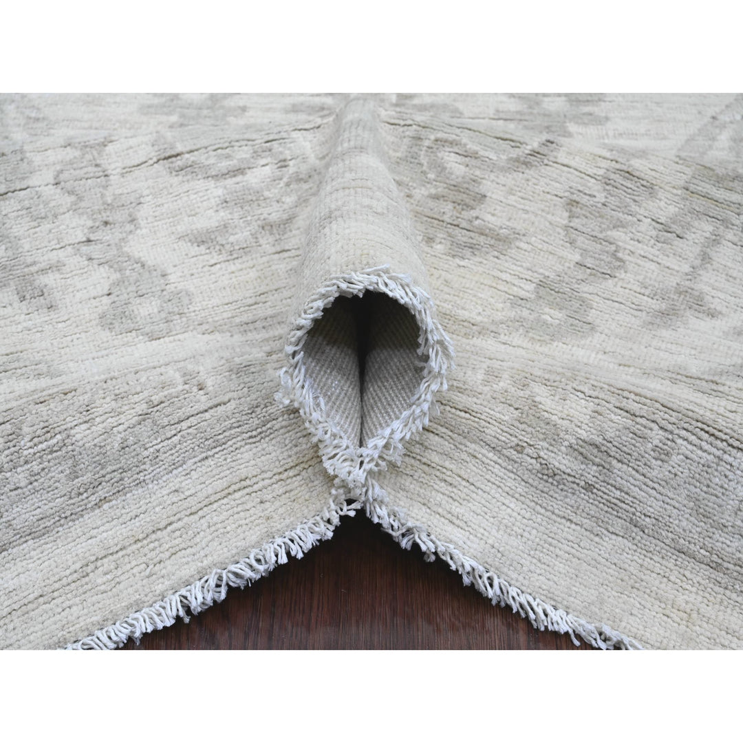 11'7" x 14'10" New Hand Knotted Ivory Wool Rectangle Oriental Rug - MOA10220179