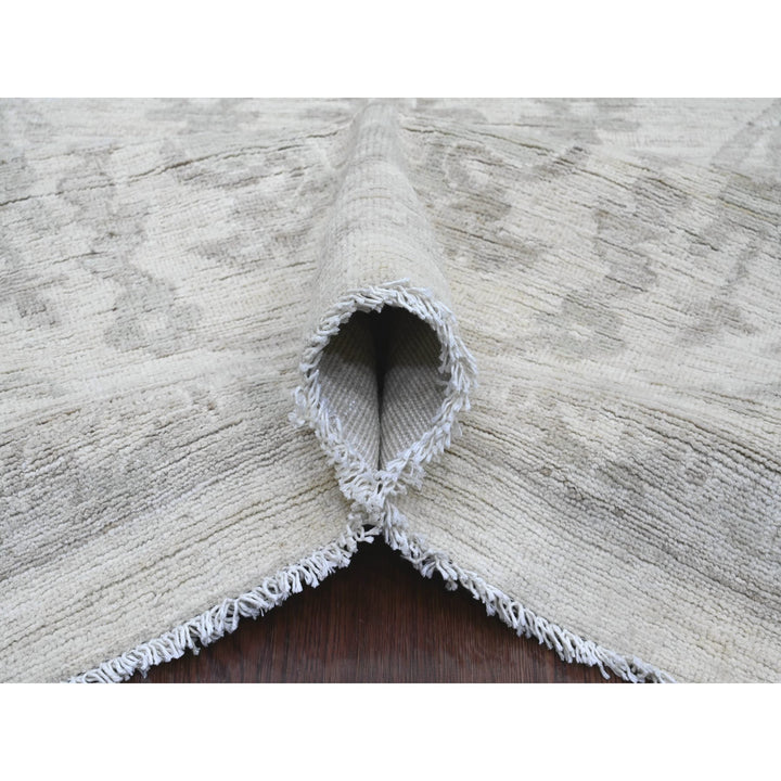 11'7" x 14'10" New Hand Knotted Ivory Wool Rectangle Oriental Rug - MOA10220179