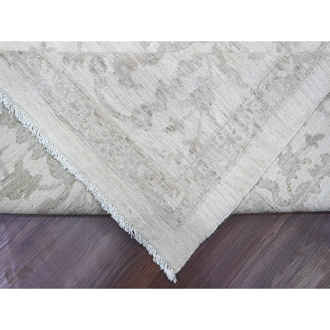11'7" x 14'10" New Hand Knotted Ivory Wool Rectangle Oriental Rug - MOA10220179