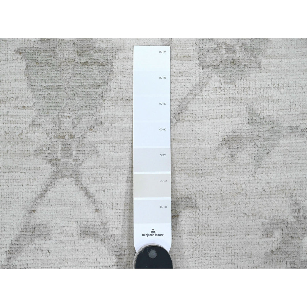 11'7" x 14'10" New Hand Knotted Ivory Wool Rectangle Oriental Rug - MOA10220179