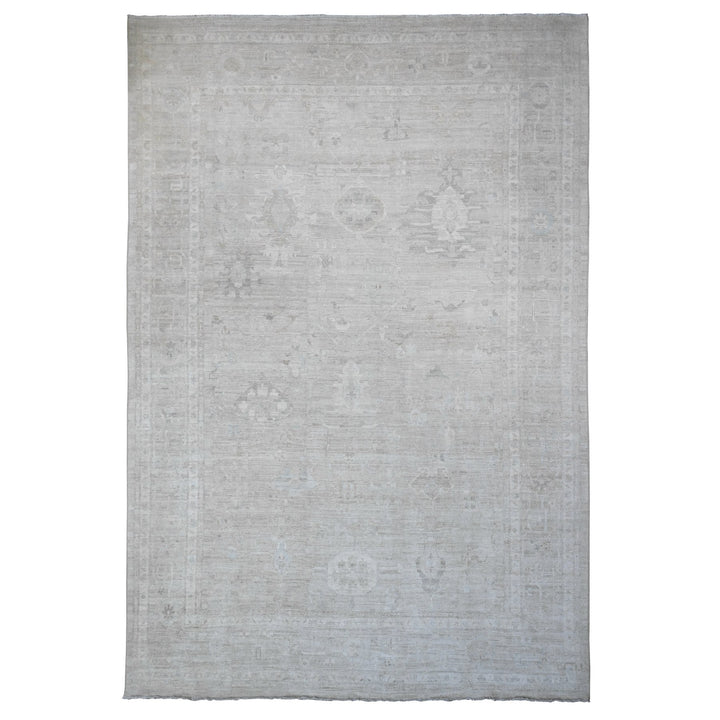 14'0" x 19'6" New Hand Knotted Grey Wool Rectangle Oriental Rug - MOA10220183