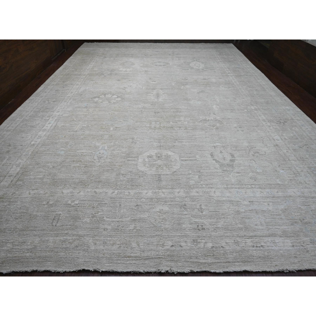 14'0" x 19'6" New Hand Knotted Grey Wool Rectangle Oriental Rug - MOA10220183
