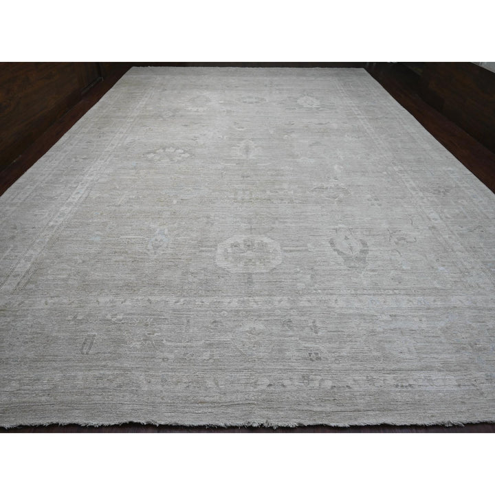 14'0" x 19'6" New Hand Knotted Grey Wool Rectangle Oriental Rug - MOA10220183