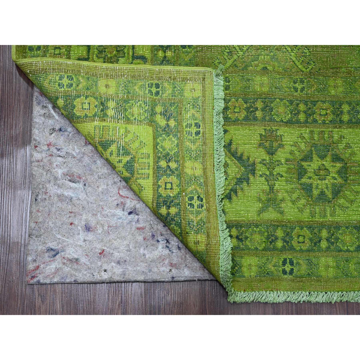 7'11" x 9'8" New Hand Knotted Green Wool Rectangle Oriental Rug - MOA10220246