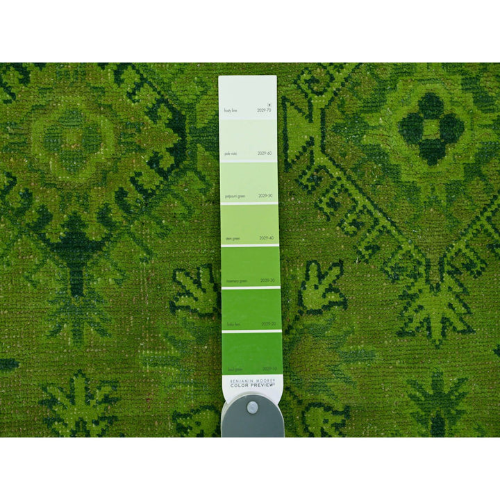 7'11" x 9'8" New Hand Knotted Green Wool Rectangle Oriental Rug - MOA10220246