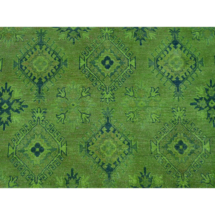 7'11" x 9'8" New Hand Knotted Green Wool Rectangle Oriental Rug - MOA10220246