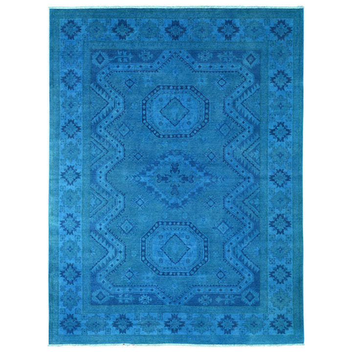 7'8" x 10'1" New Hand Knotted Blue Wool Rectangle Oriental Rug - MOA10220247