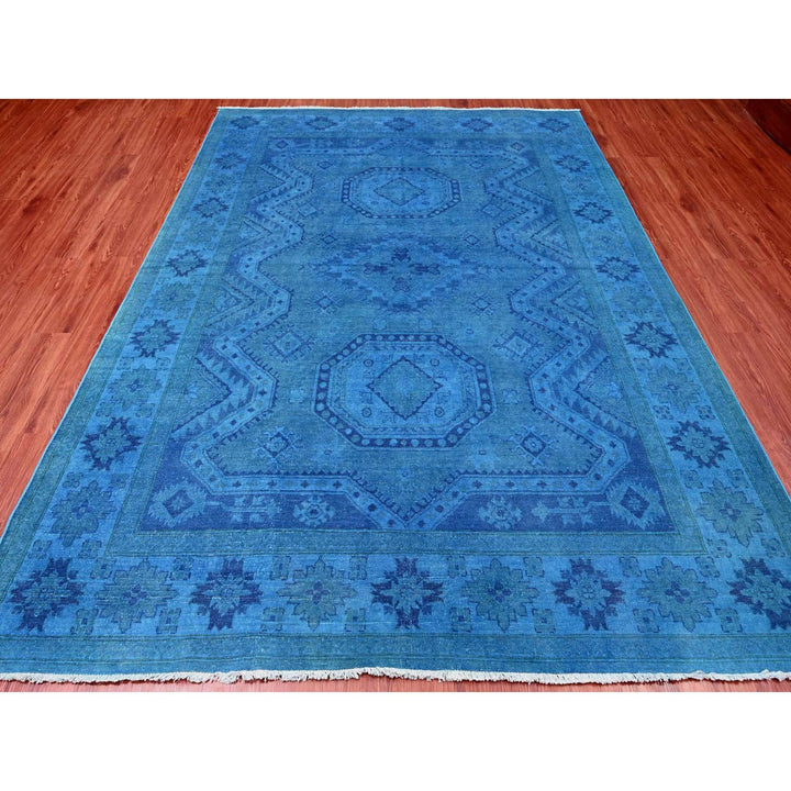 7'8" x 10'1" New Hand Knotted Blue Wool Rectangle Oriental Rug - MOA10220247