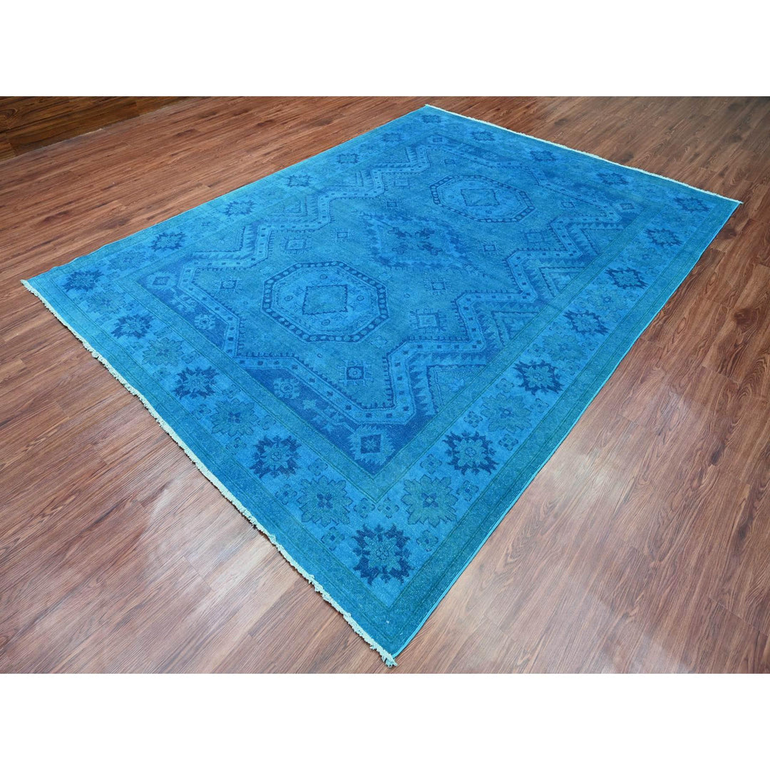 7'8" x 10'1" New Hand Knotted Blue Wool Rectangle Oriental Rug - MOA10220247
