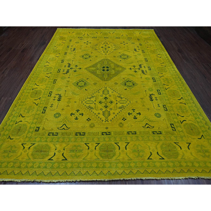 8'6" x 11'4" New Hand Knotted Yellow Wool Rectangle Oriental Rug - MOA10220248