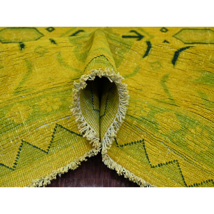 8'6" x 11'4" New Hand Knotted Yellow Wool Rectangle Oriental Rug - MOA10220248