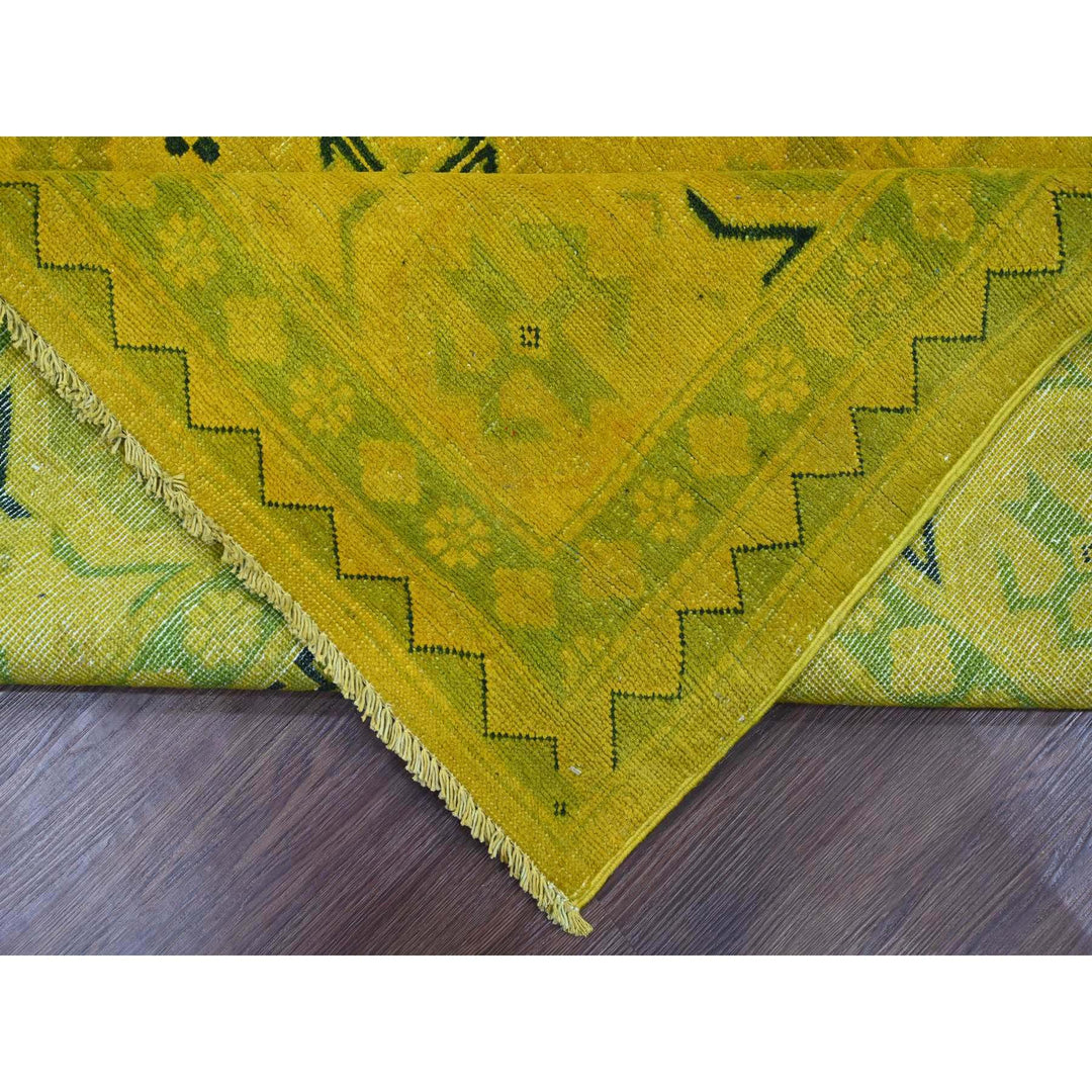 8'6" x 11'4" New Hand Knotted Yellow Wool Rectangle Oriental Rug - MOA10220248