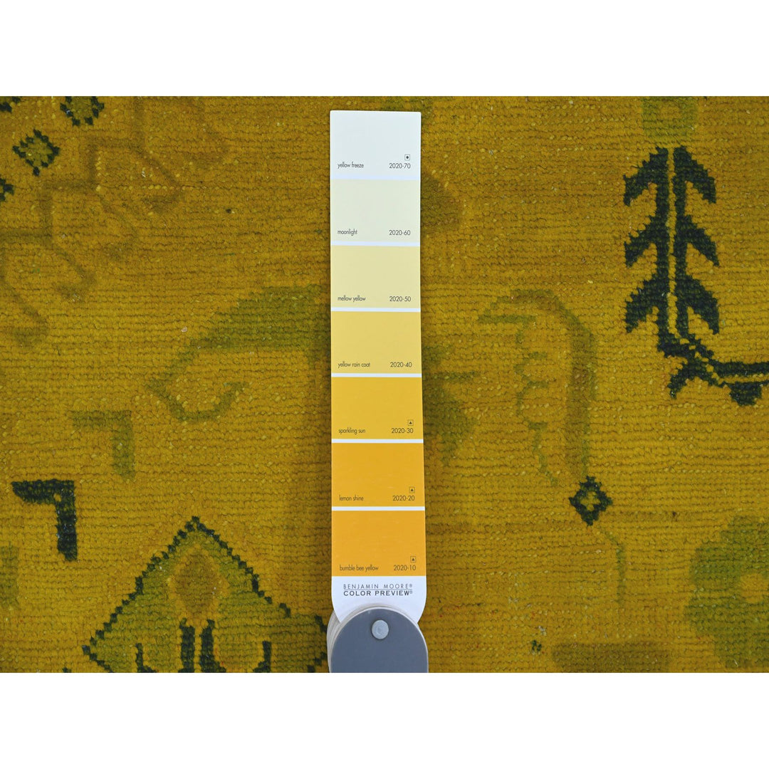 8'6" x 11'4" New Hand Knotted Yellow Wool Rectangle Oriental Rug - MOA10220248