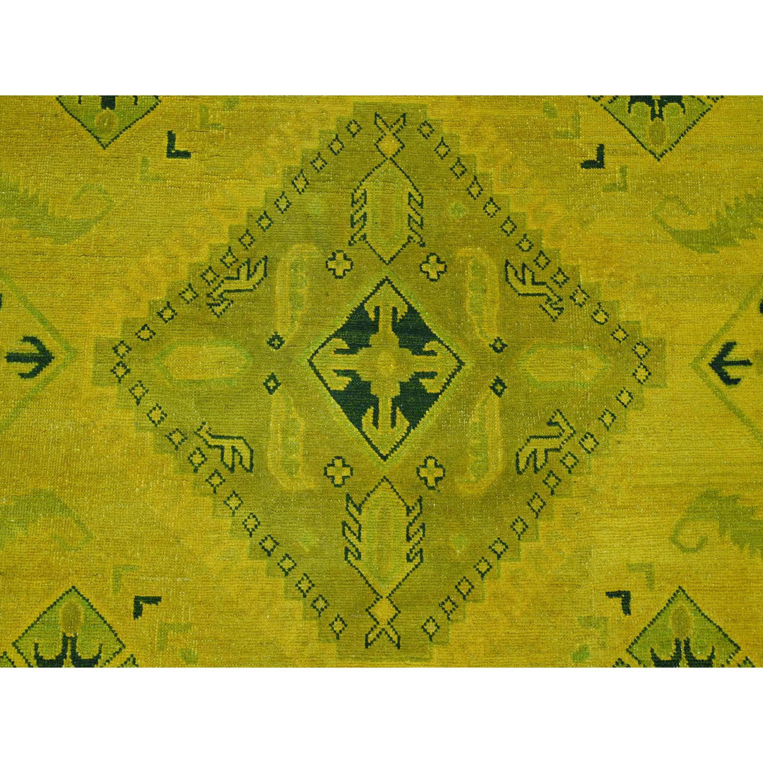 8'6" x 11'4" New Hand Knotted Yellow Wool Rectangle Oriental Rug - MOA10220248