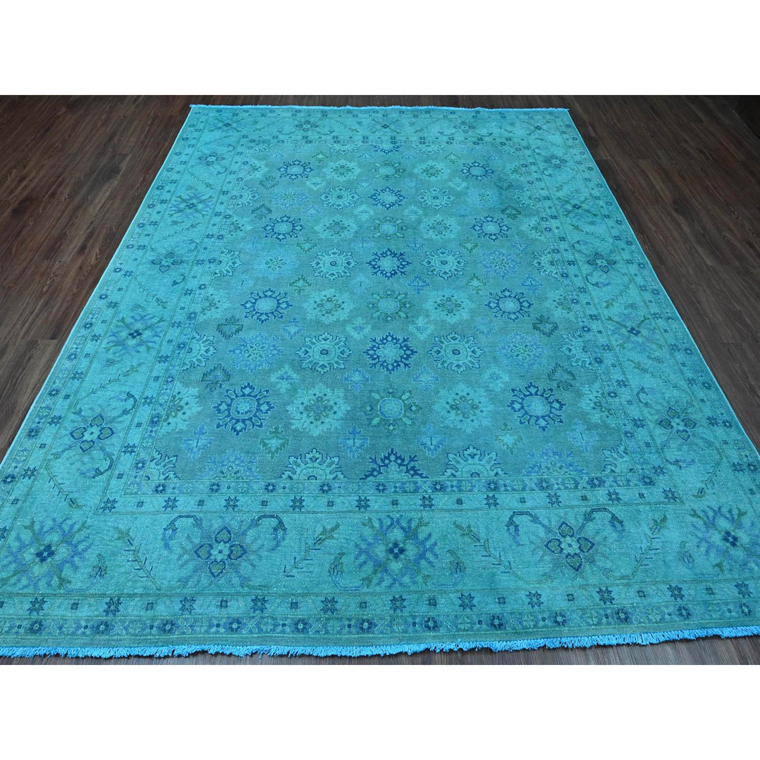 7'11" x 9'8" New Hand Knotted Blue Wool Rectangle Oriental Rug - MOA10220249