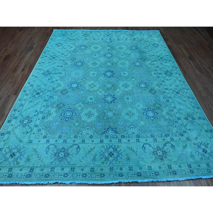7'11" x 9'8" New Hand Knotted Blue Wool Rectangle Oriental Rug - MOA10220249