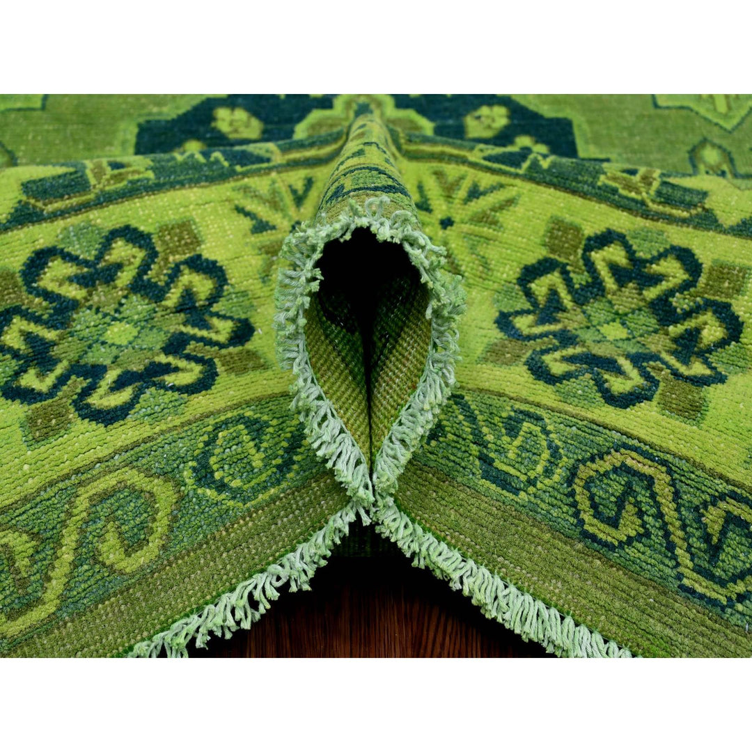 7'5" x 10'0" New Hand Knotted Green Wool Rectangle Oriental Rug - MOA10220250