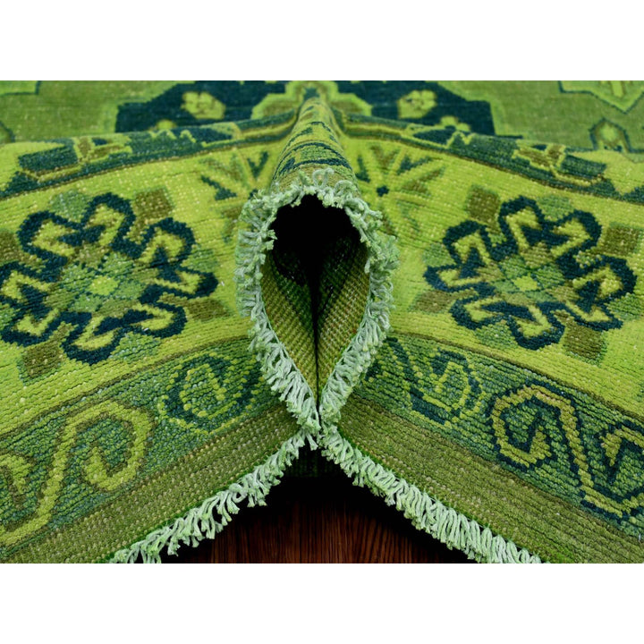 7'5" x 10'0" New Hand Knotted Green Wool Rectangle Oriental Rug - MOA10220250