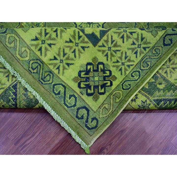 7'5" x 10'0" New Hand Knotted Green Wool Rectangle Oriental Rug - MOA10220250