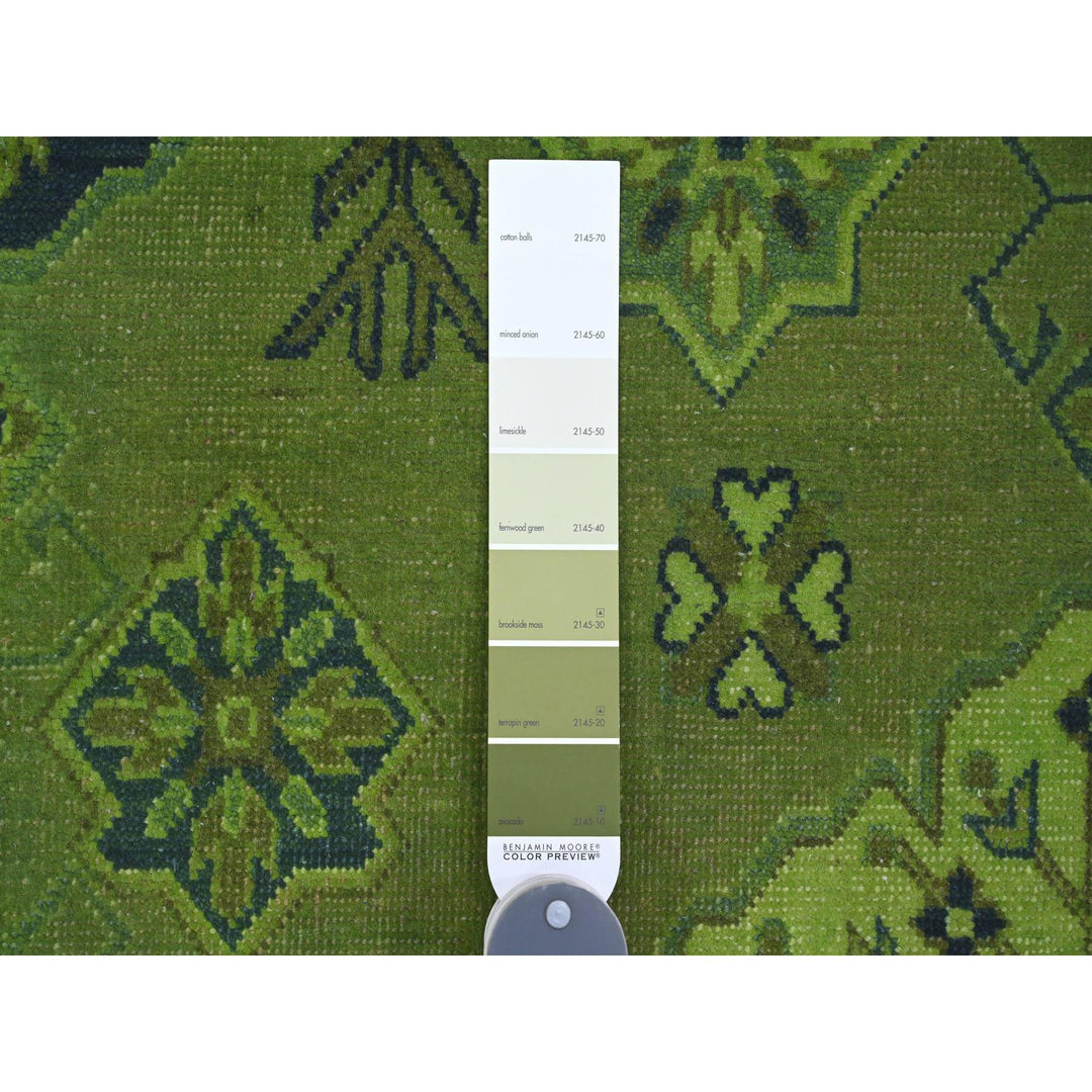 7'5" x 10'0" New Hand Knotted Green Wool Rectangle Oriental Rug - MOA10220250