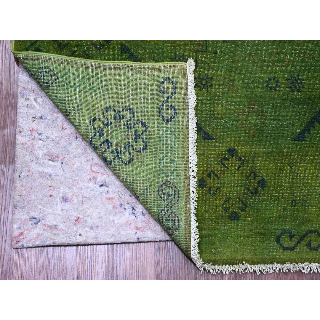 7'10" x 9'7" New Hand Knotted Green Wool Rectangle Oriental Rug - MOA10220251