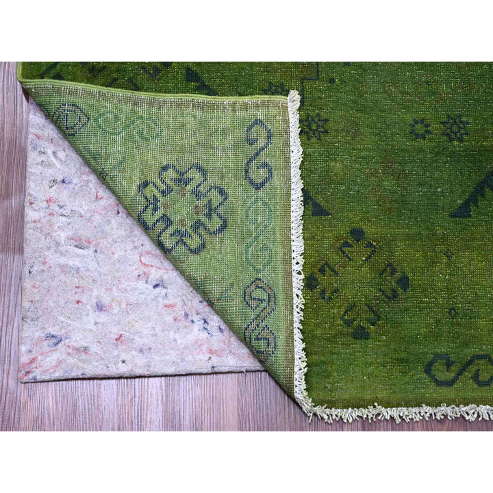 7'10" x 9'7" New Hand Knotted Green Wool Rectangle Oriental Rug - MOA10220251