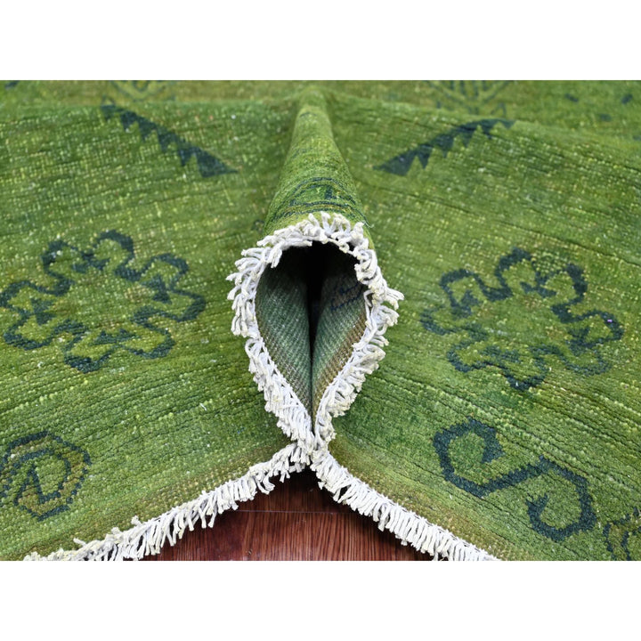 7'10" x 9'7" New Hand Knotted Green Wool Rectangle Oriental Rug - MOA10220251