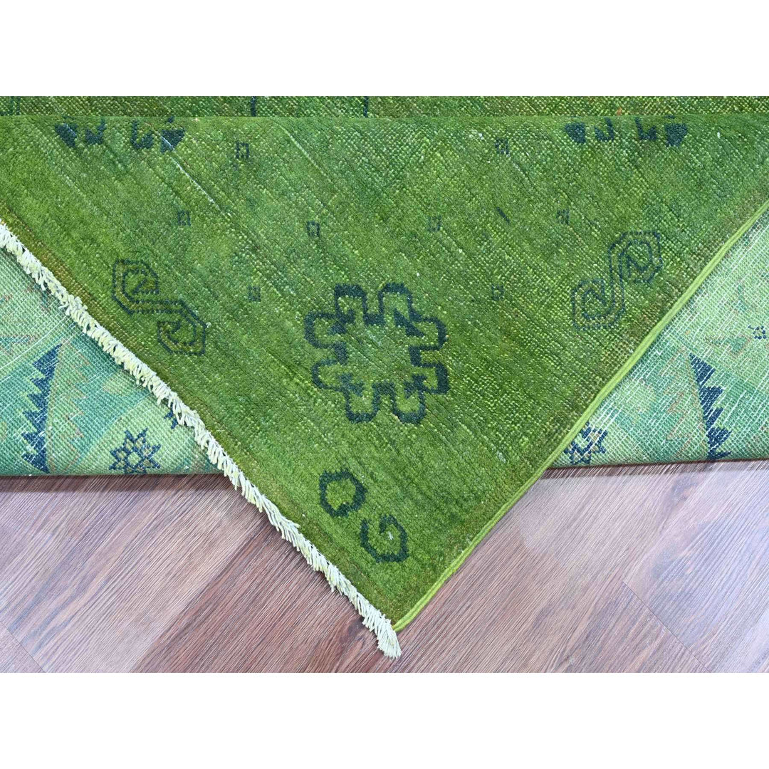 7'10" x 9'7" New Hand Knotted Green Wool Rectangle Oriental Rug - MOA10220251