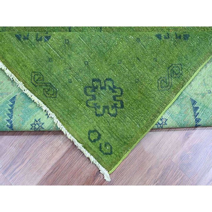 7'10" x 9'7" New Hand Knotted Green Wool Rectangle Oriental Rug - MOA10220251