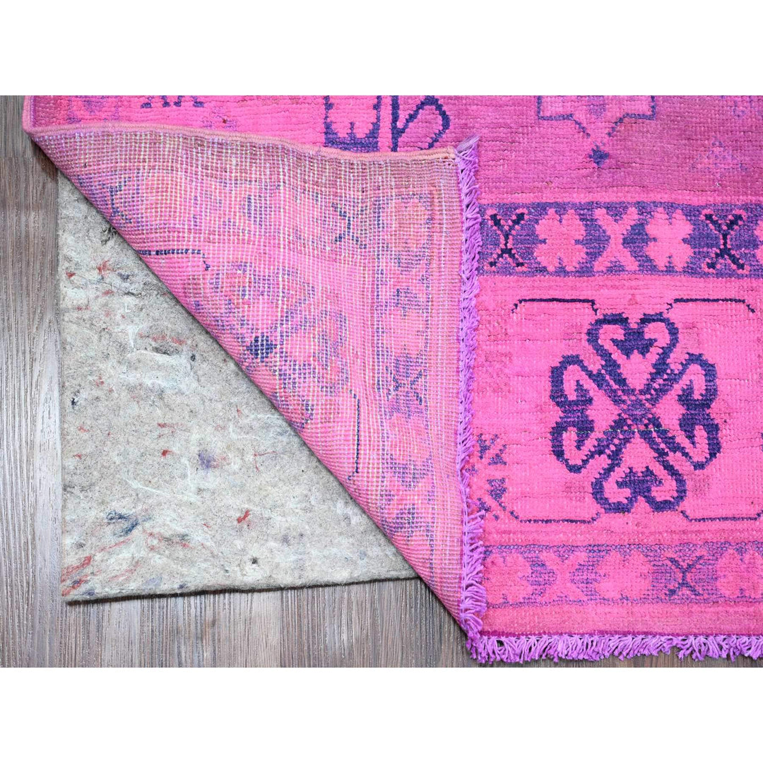 5'10" x 9'1" New Hand Knotted Pink Wool Rectangle Oriental Rug - MOA10220279