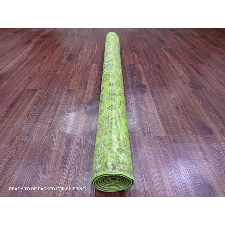 5'9" x 8'7" New Hand Knotted Green Wool Rectangle Oriental Rug - MOA10220280