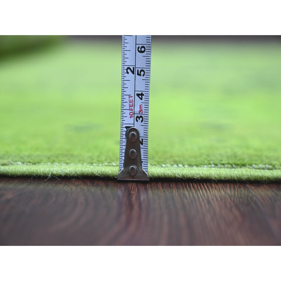 5'9" x 8'7" New Hand Knotted Green Wool Rectangle Oriental Rug - MOA10220280