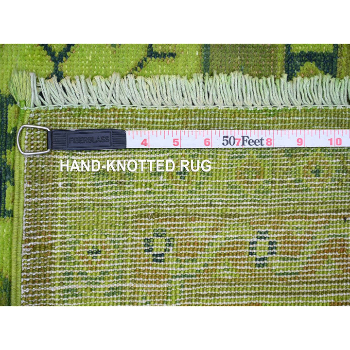 5'9" x 8'7" New Hand Knotted Green Wool Rectangle Oriental Rug - MOA10220280