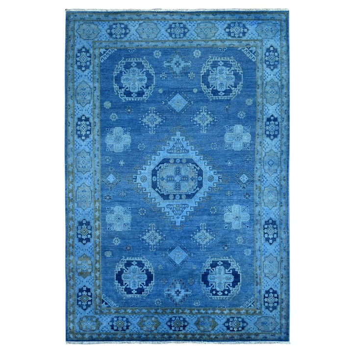 5'9" x 8'7" New Hand Knotted Blue Wool Rectangle Oriental Rug - MOA10220281