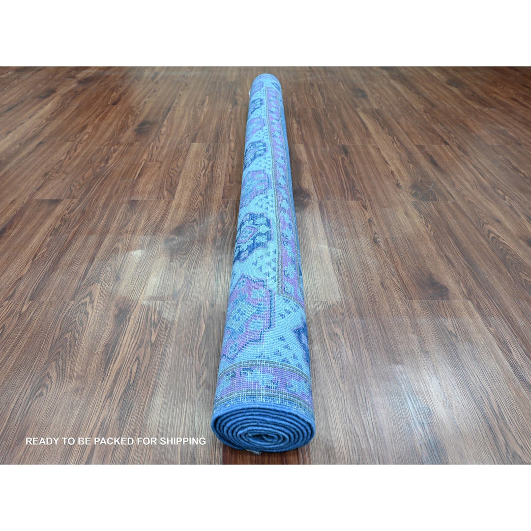 5'9" x 8'7" New Hand Knotted Blue Wool Rectangle Oriental Rug - MOA10220281