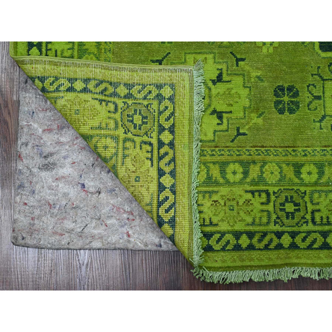 4'8" x 6'3" New Hand Knotted Green Wool Rectangle Oriental Rug - MOA10220282