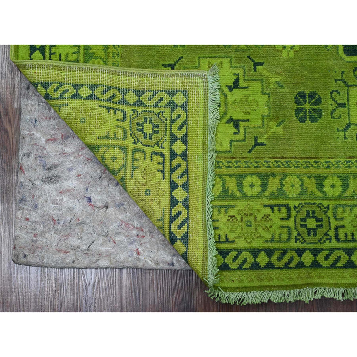 4'8" x 6'3" New Hand Knotted Green Wool Rectangle Oriental Rug - MOA10220282