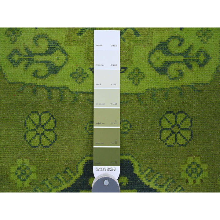 4'8" x 6'3" New Hand Knotted Green Wool Rectangle Oriental Rug - MOA10220282