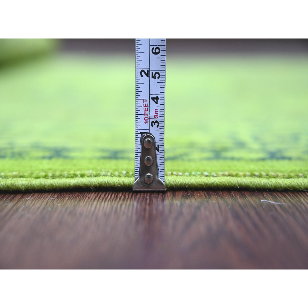 4'8" x 6'3" New Hand Knotted Green Wool Rectangle Oriental Rug - MOA10220282