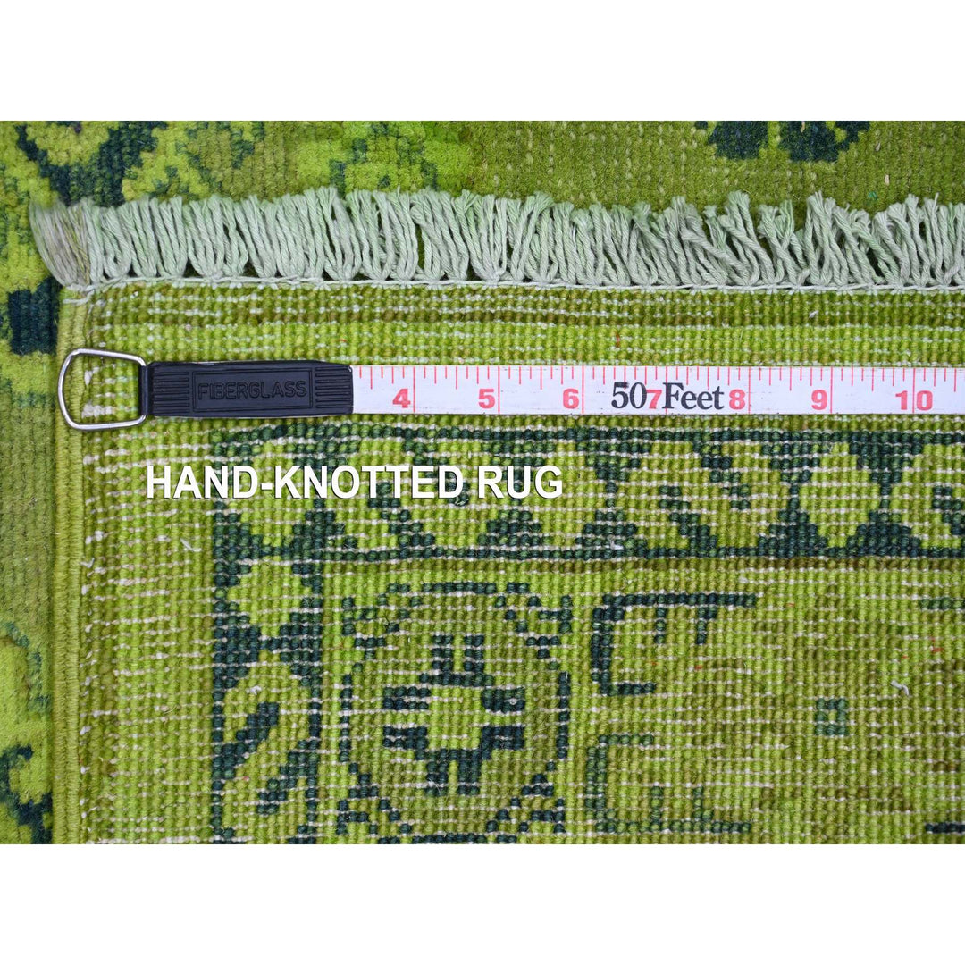 4'8" x 6'3" New Hand Knotted Green Wool Rectangle Oriental Rug - MOA10220282