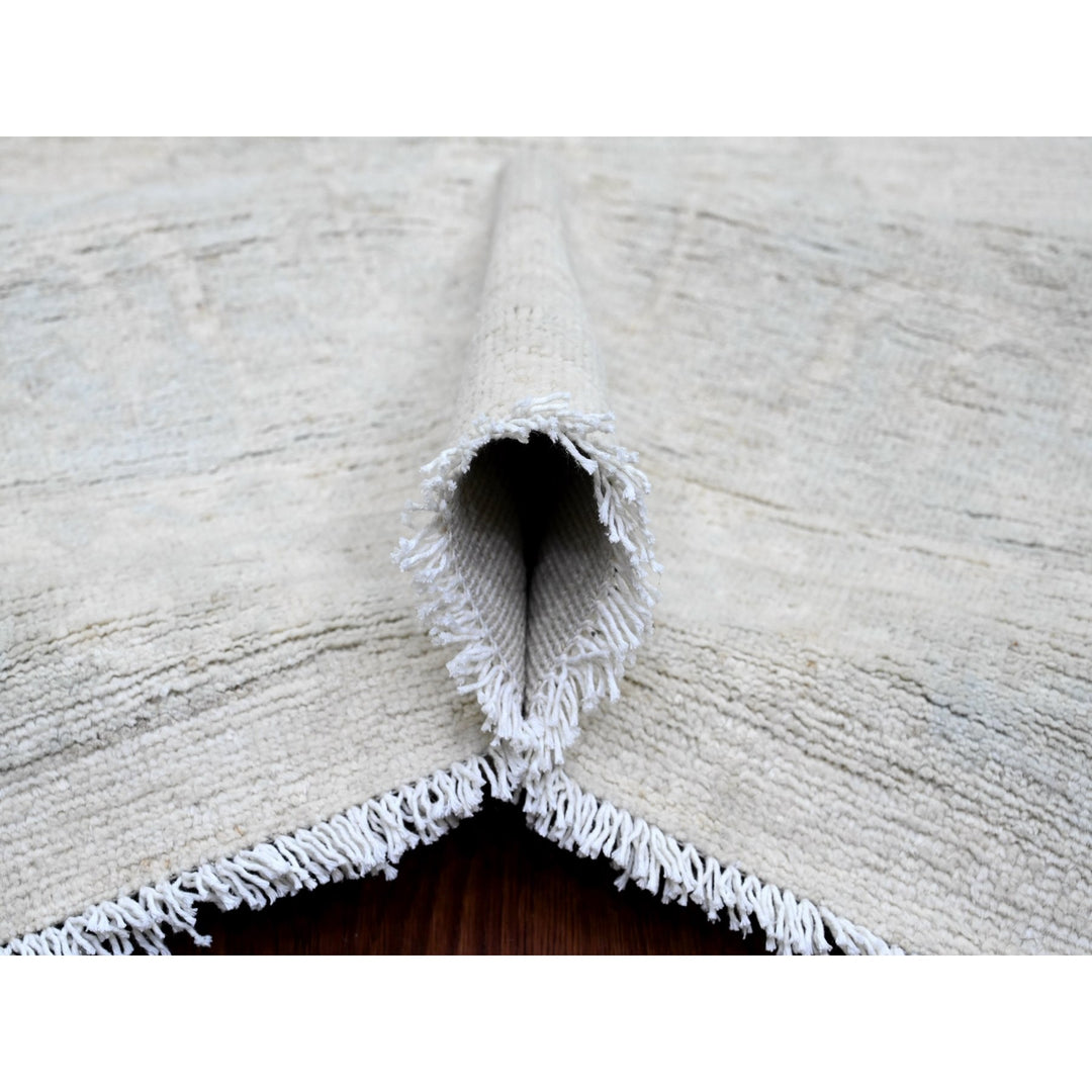 12'0" x 15'1" New Hand Knotted Ivory Wool Rectangle Oriental Rug - MOA10220365